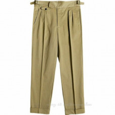 Retro Cotton Men's GURKHA Pants Suit Casual Business Trousers Loose High Waist