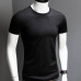 Men  Solid Color T-shirt  Breathable Round Neck Short Sleeve Shiny Slim Fit Tops