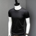 Men  Solid Color T-shirt  Breathable Round Neck Short Sleeve Shiny Slim Fit Tops