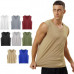 Men's Solid Color Sleeveless T-shirt  Quick Dry V Neck Sports Vest Tank Tops