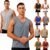 Men's Solid Color Sleeveless T-shirt  Quick Dry V Neck Sports Vest Tank Tops