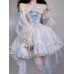 Princess Party Dress Lolita Dress Bow Flower Lace Mesh  Fairy Elegant LongDress 